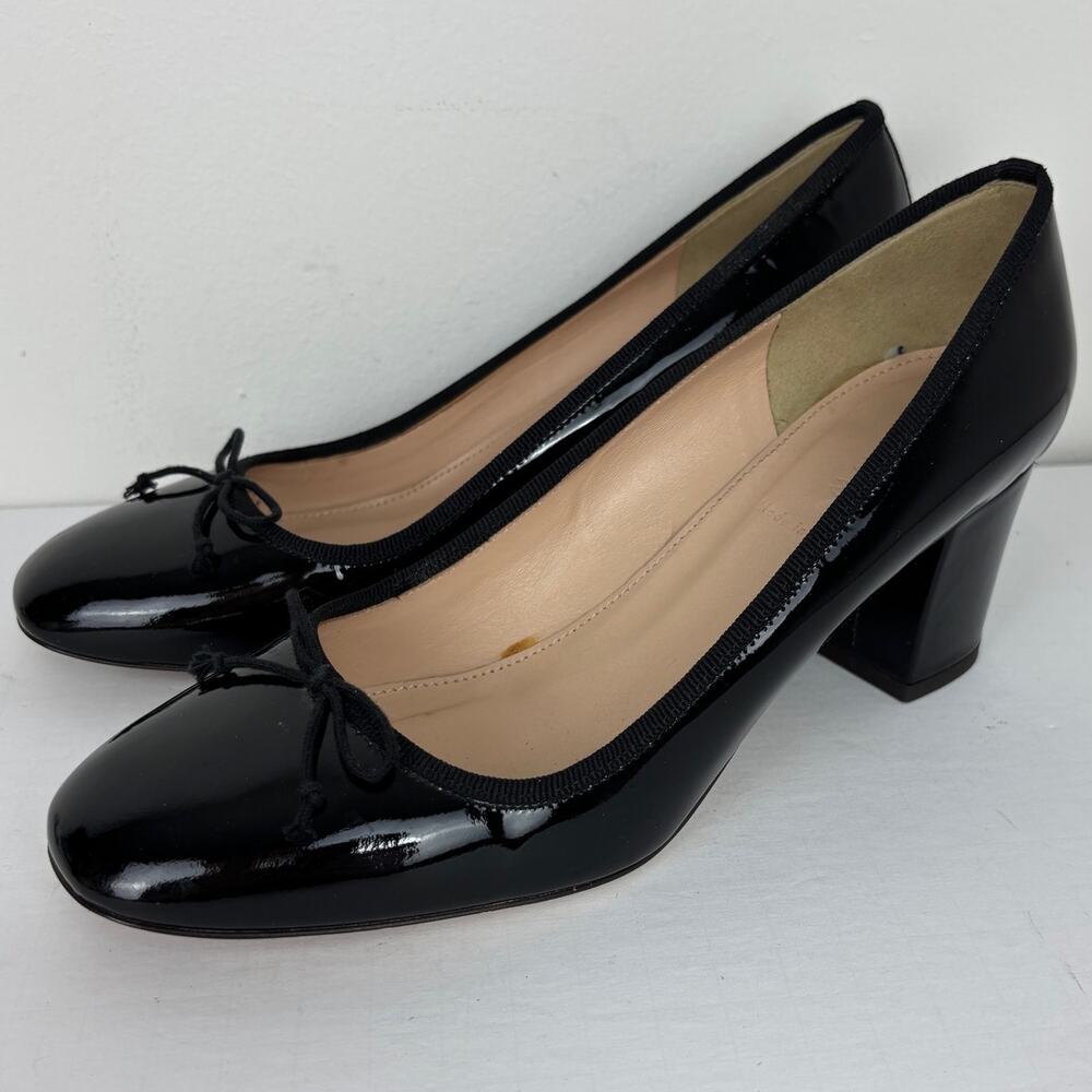 J.Crew Ballet Pumps Heels Black Patent Leather Italy 7.5